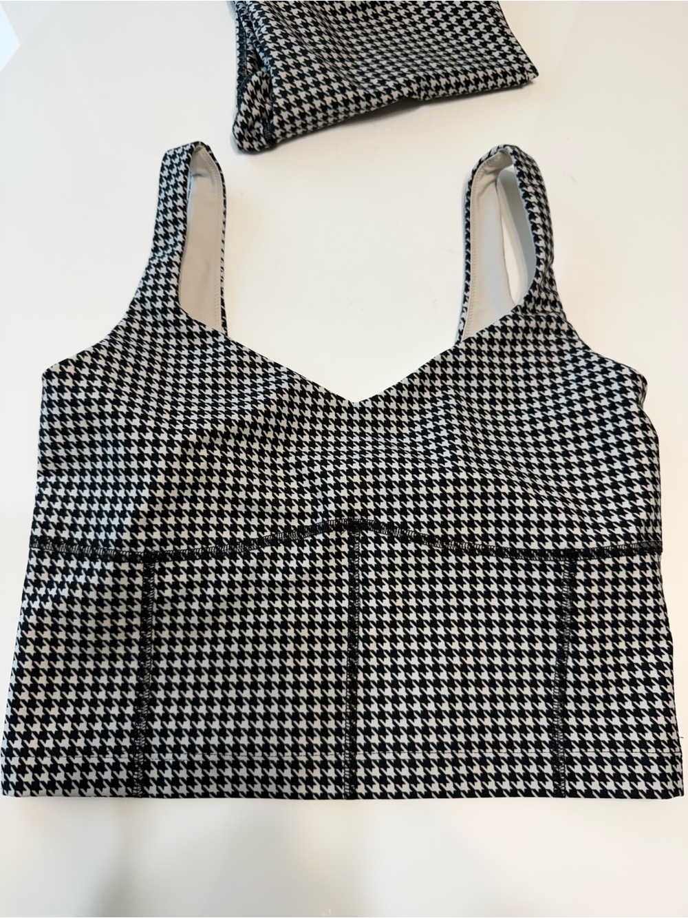 YPB SculptLUX Houndstooth Sports Bra-Pant set Black & White - Picture 2 of 4